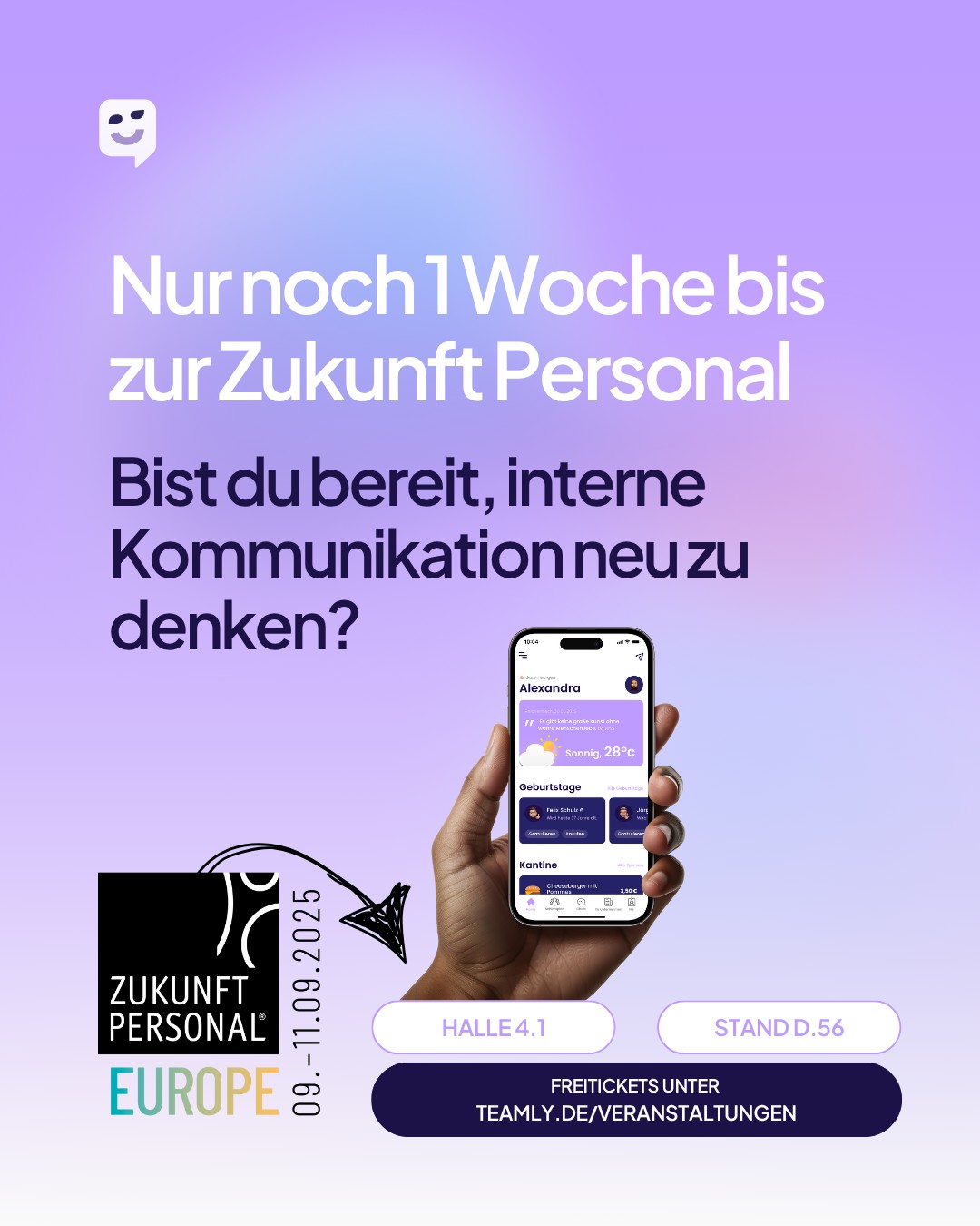 Nur noch eine Woche bis zu unserem großen Premiere auf der Zukunft Personal! 🎉